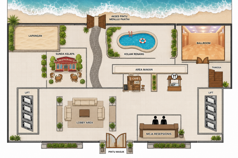 Layout hotel dan area sekitar