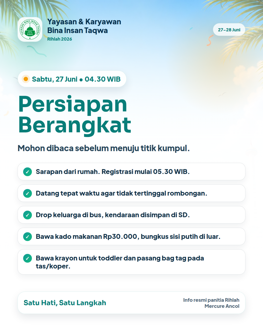 Info penting Rihlah: Persiapan Berangkat